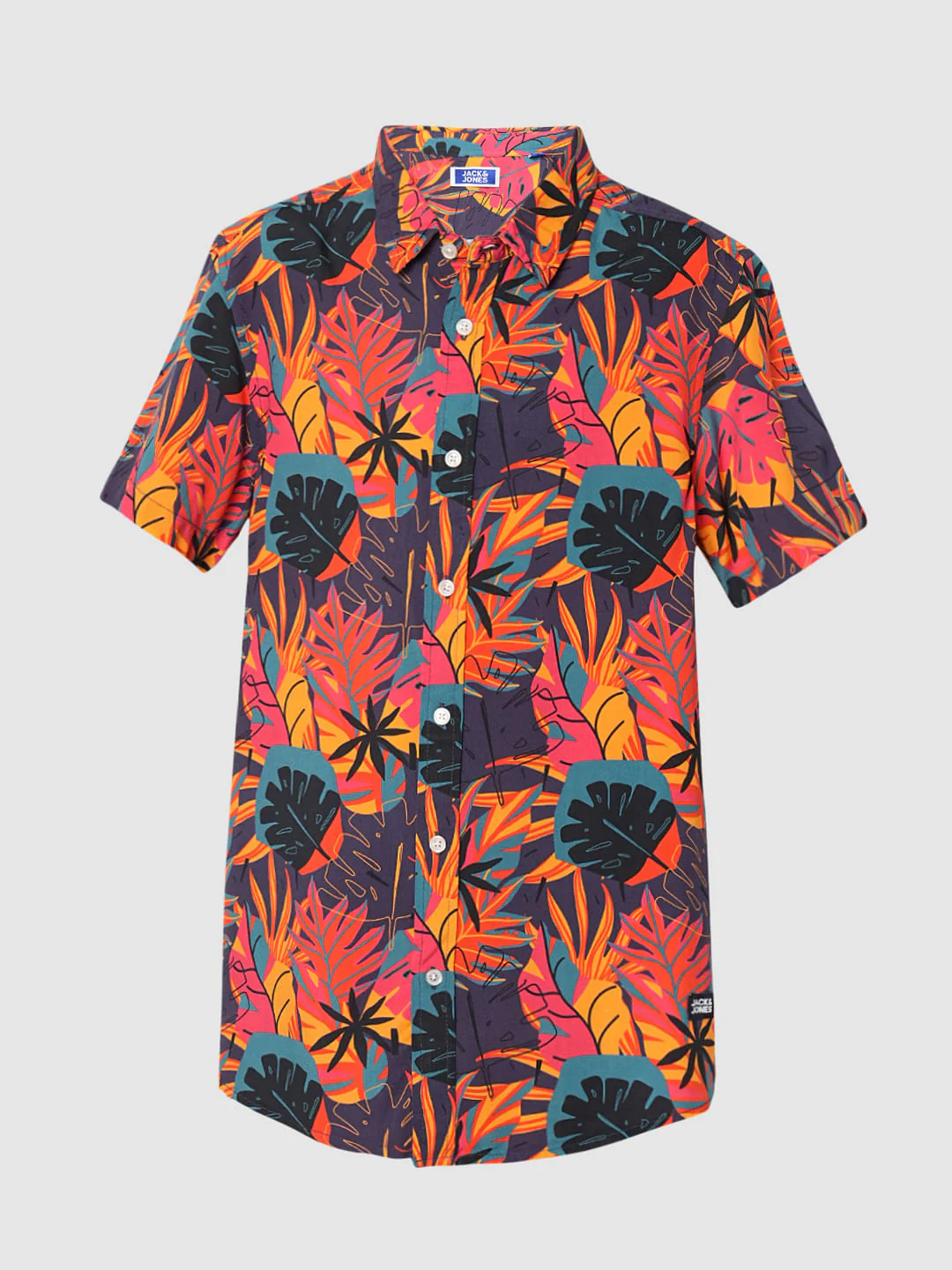 Boys Purple Tropical Print Co-ord Set Shirt - Image 7