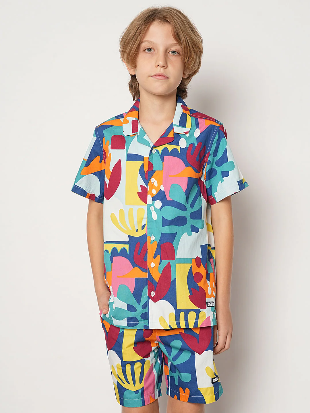 Boys Blue Printed Co-ord Set Shirt - Image 2
