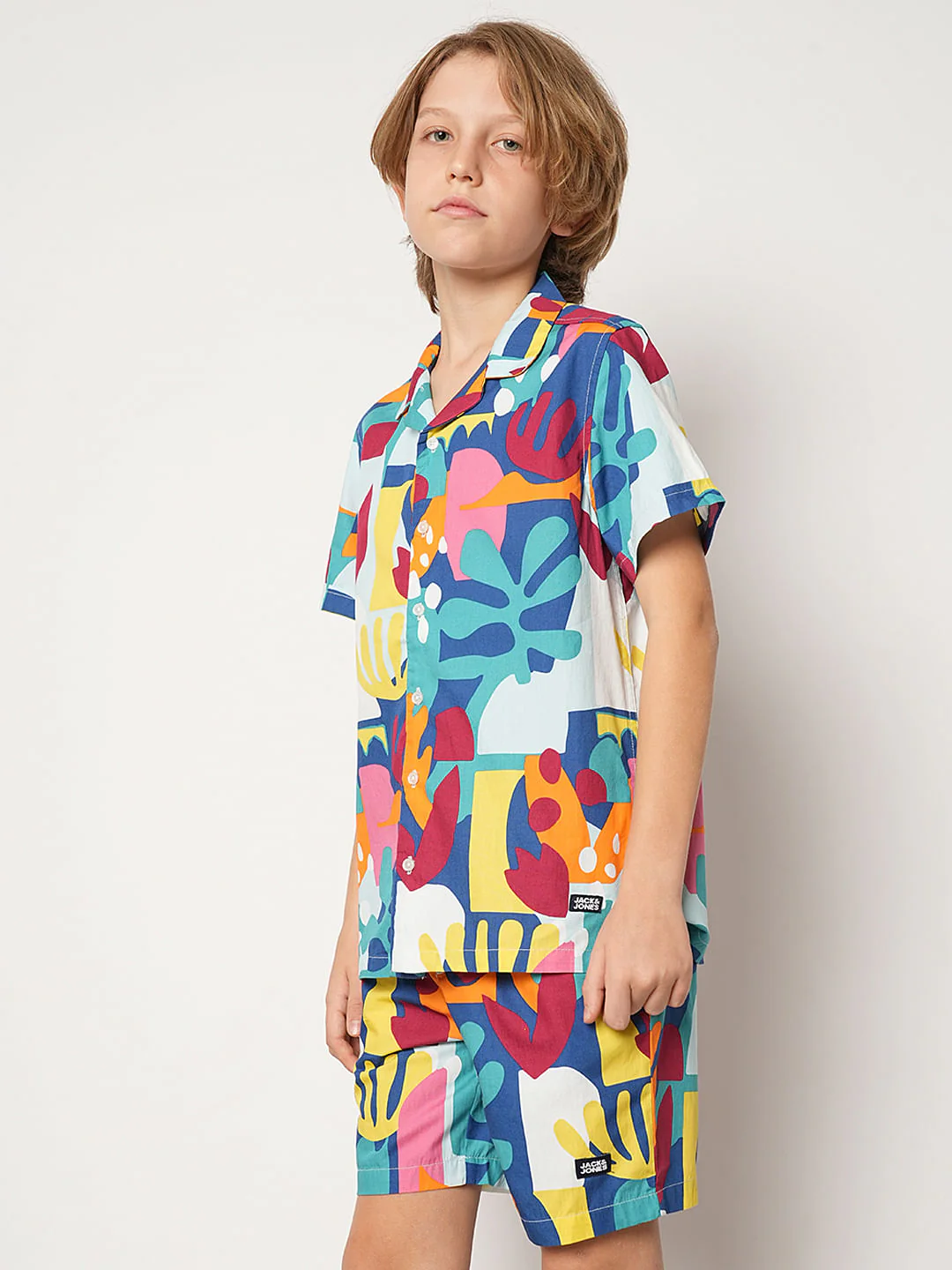 Boys Blue Printed Co-ord Set Shirt - Image 3
