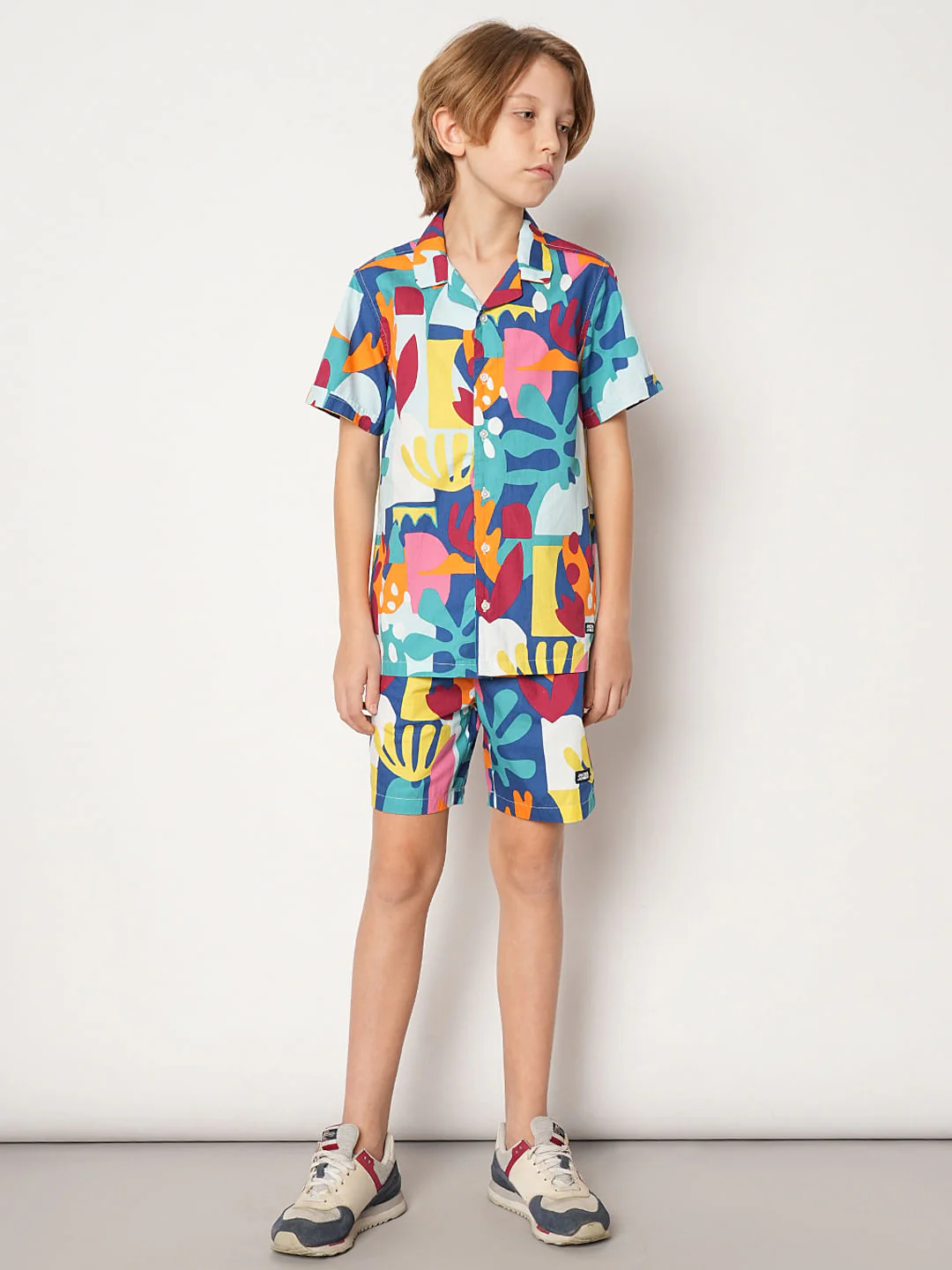 Boys Blue Printed Co-ord Set Shirt - Image 5