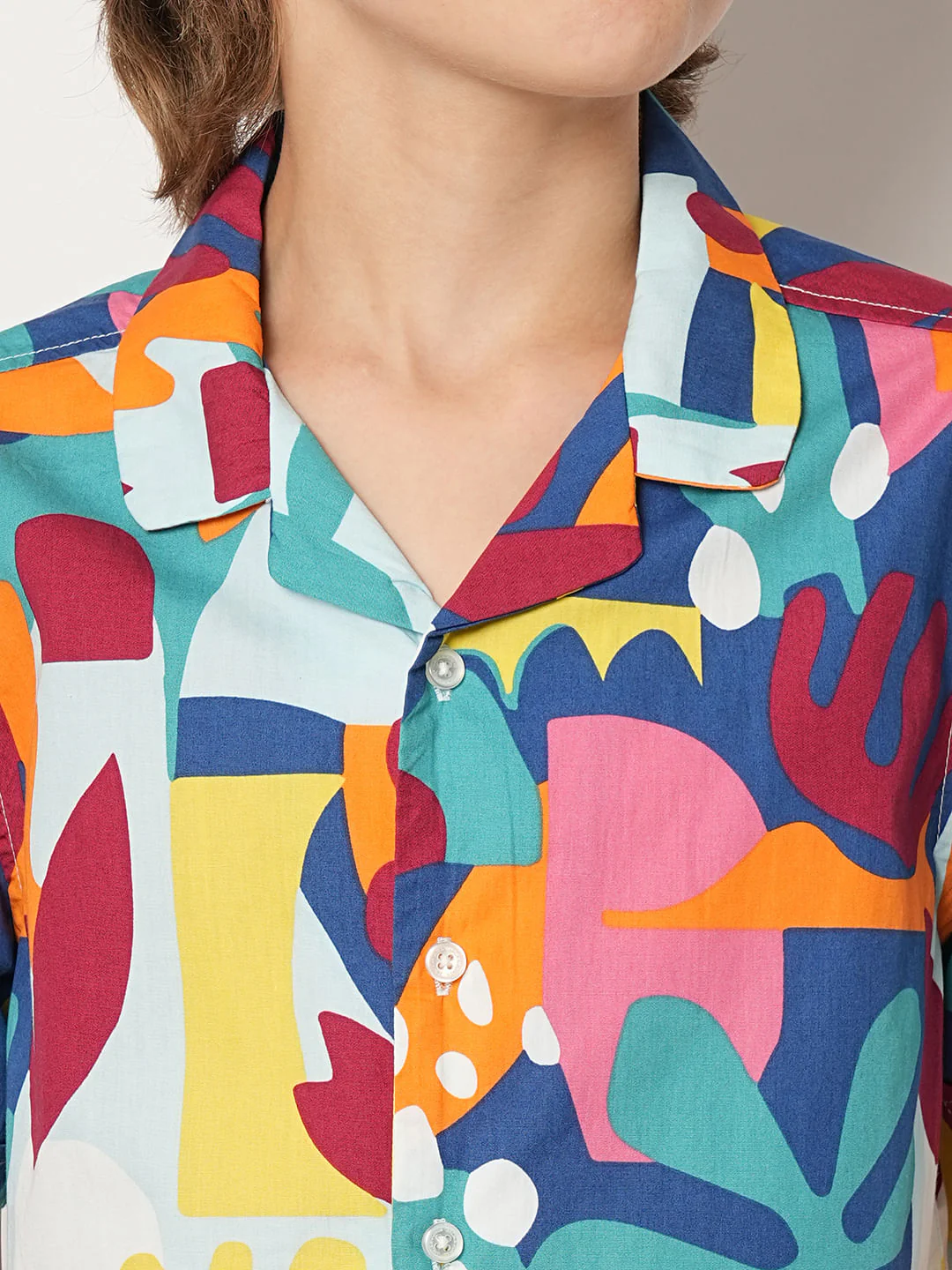 Boys Blue Printed Co-ord Set Shirt - Image 6