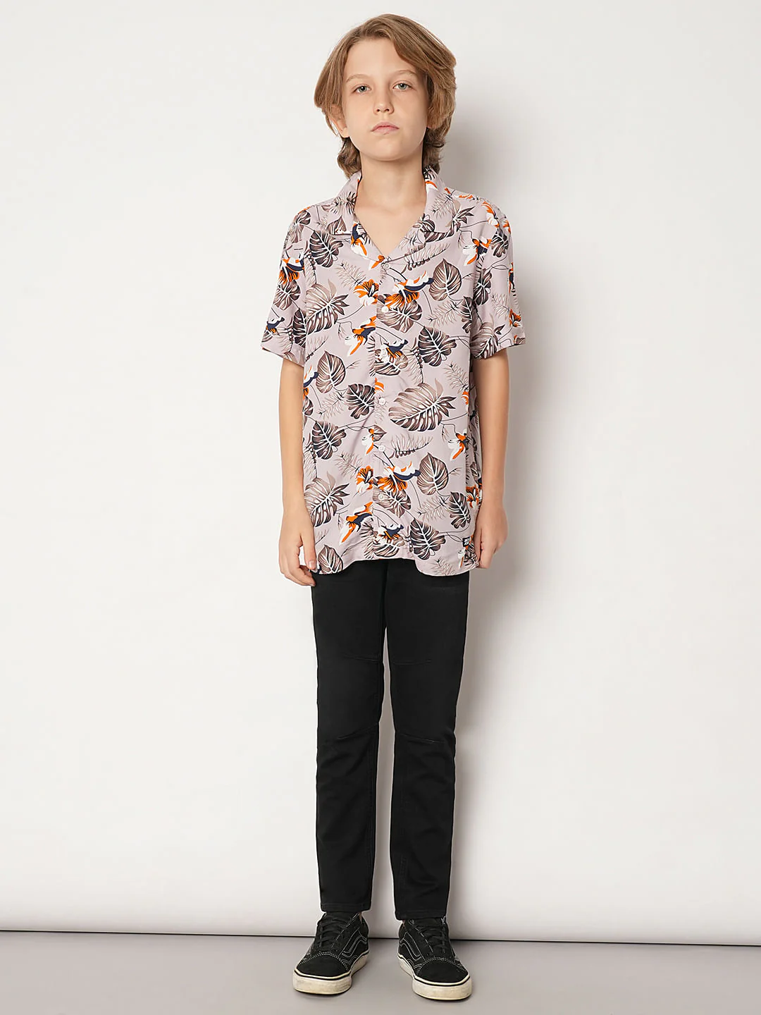 Boys Purple Tropical Print Shirt - Image 5