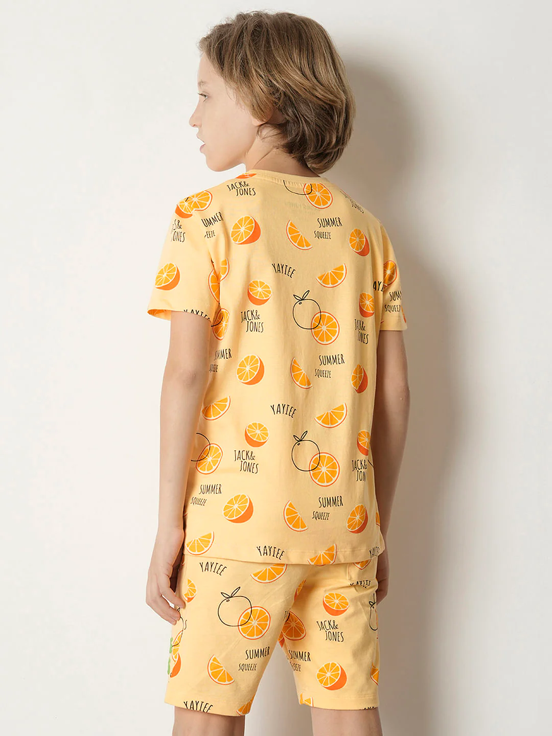 Boys Orange Fruits Print Co-ord Set T-shirt - Image 4
