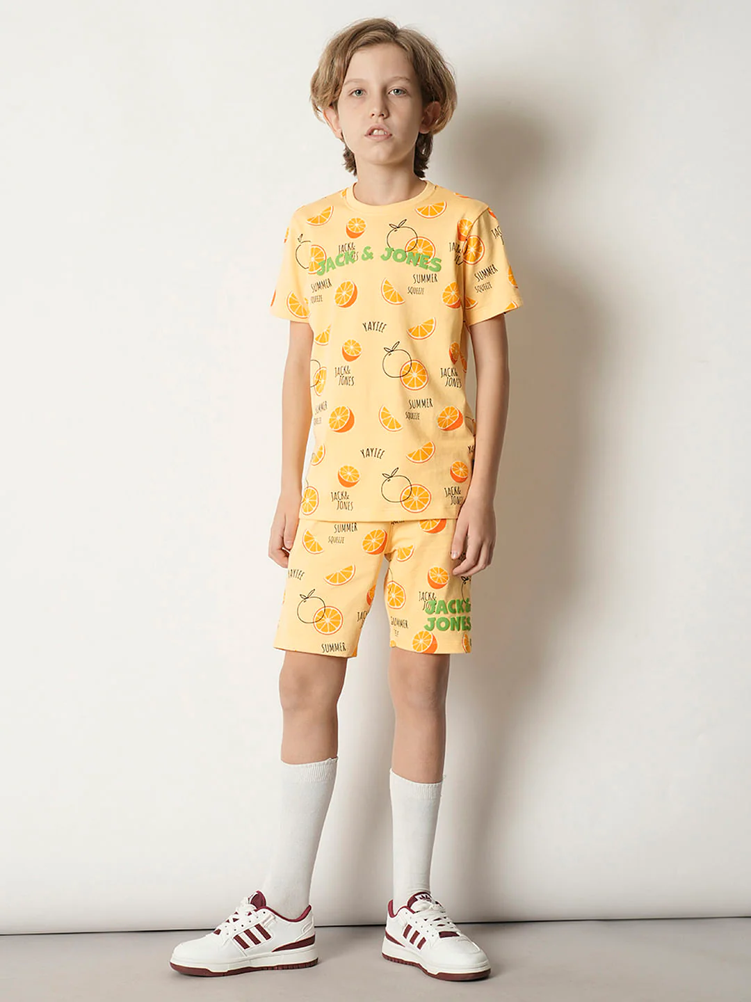 Boys Orange Fruits Print Co-ord Set T-shirt - Image 5