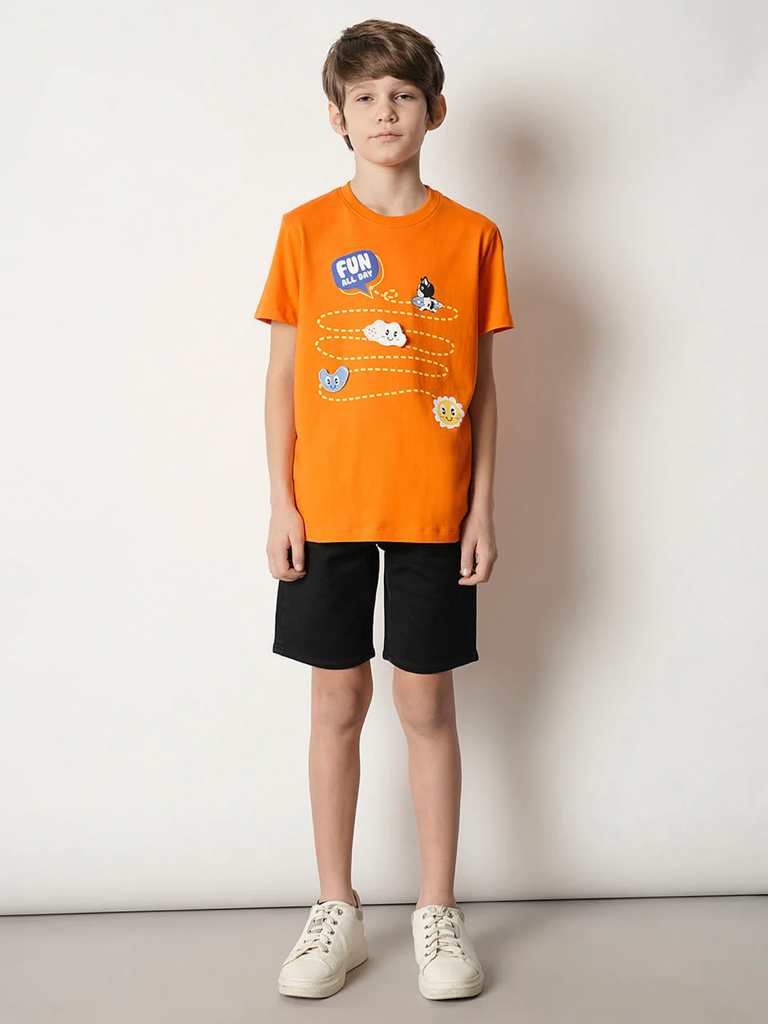 Boys Orange Motif Print T-shirt - Image 5
