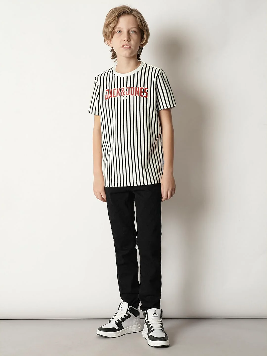 Boys Black & White Striped T-shirt - Image 5