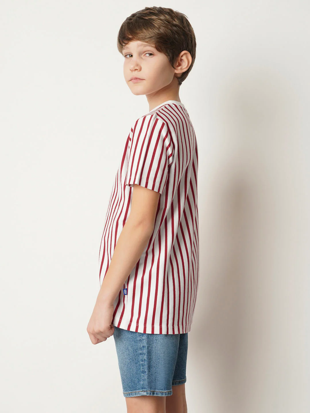 Boys Red Striped Crew Neck T-shirt - Image 4