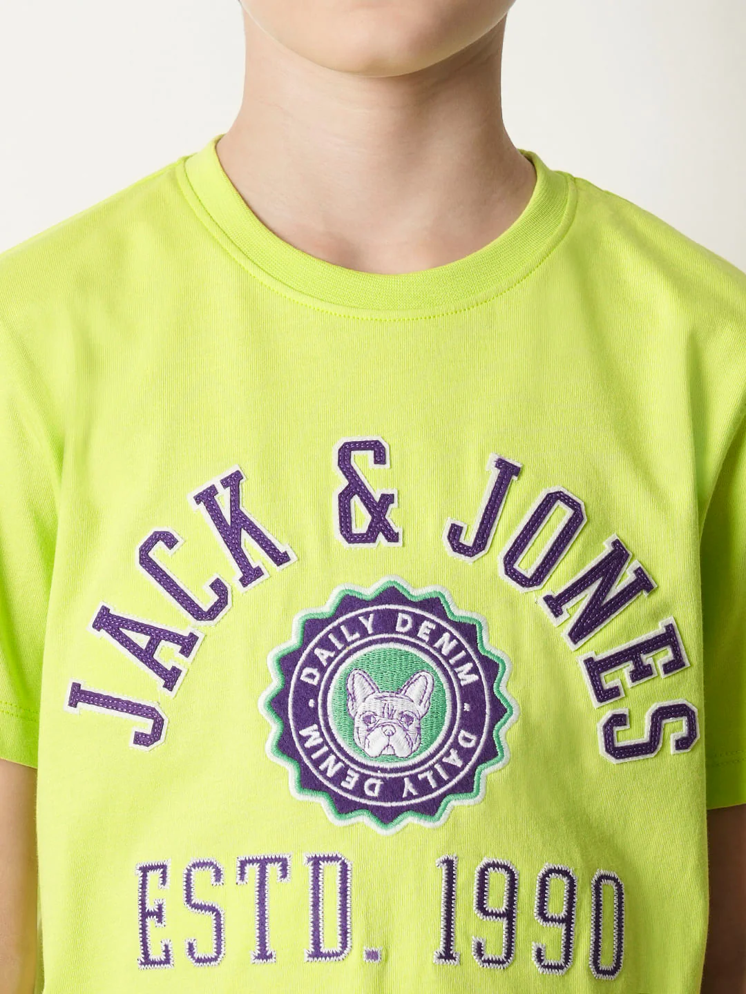 Boys Green Embroidered Text T-shirt - Image 6