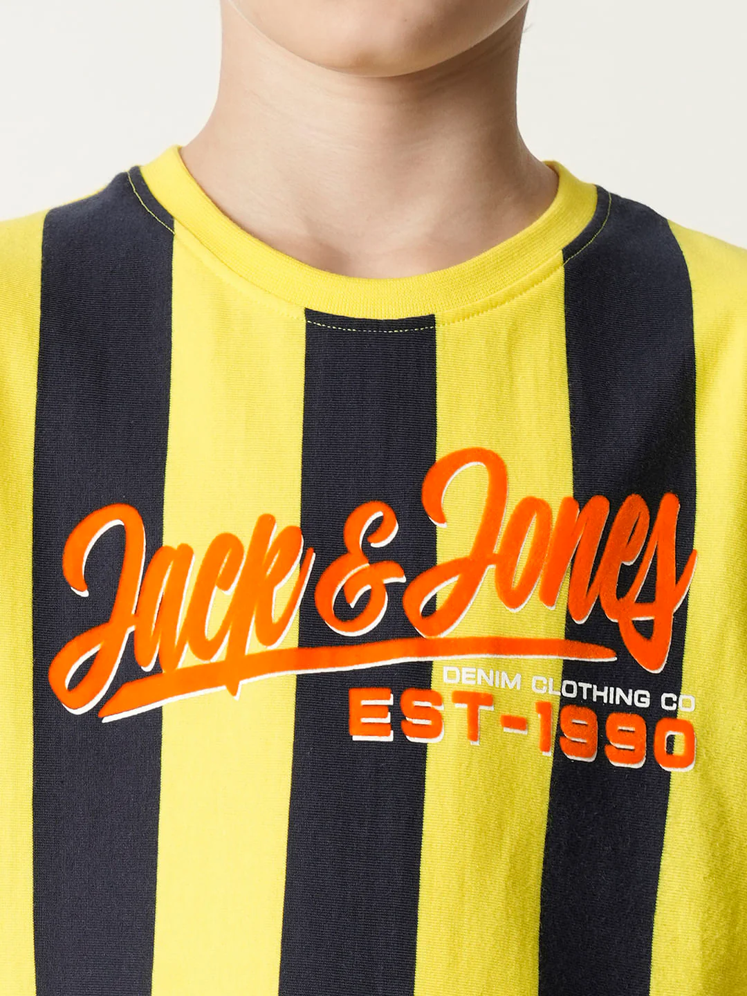 Boys Yellow Striped Crew Neck T-shirt - Image 6