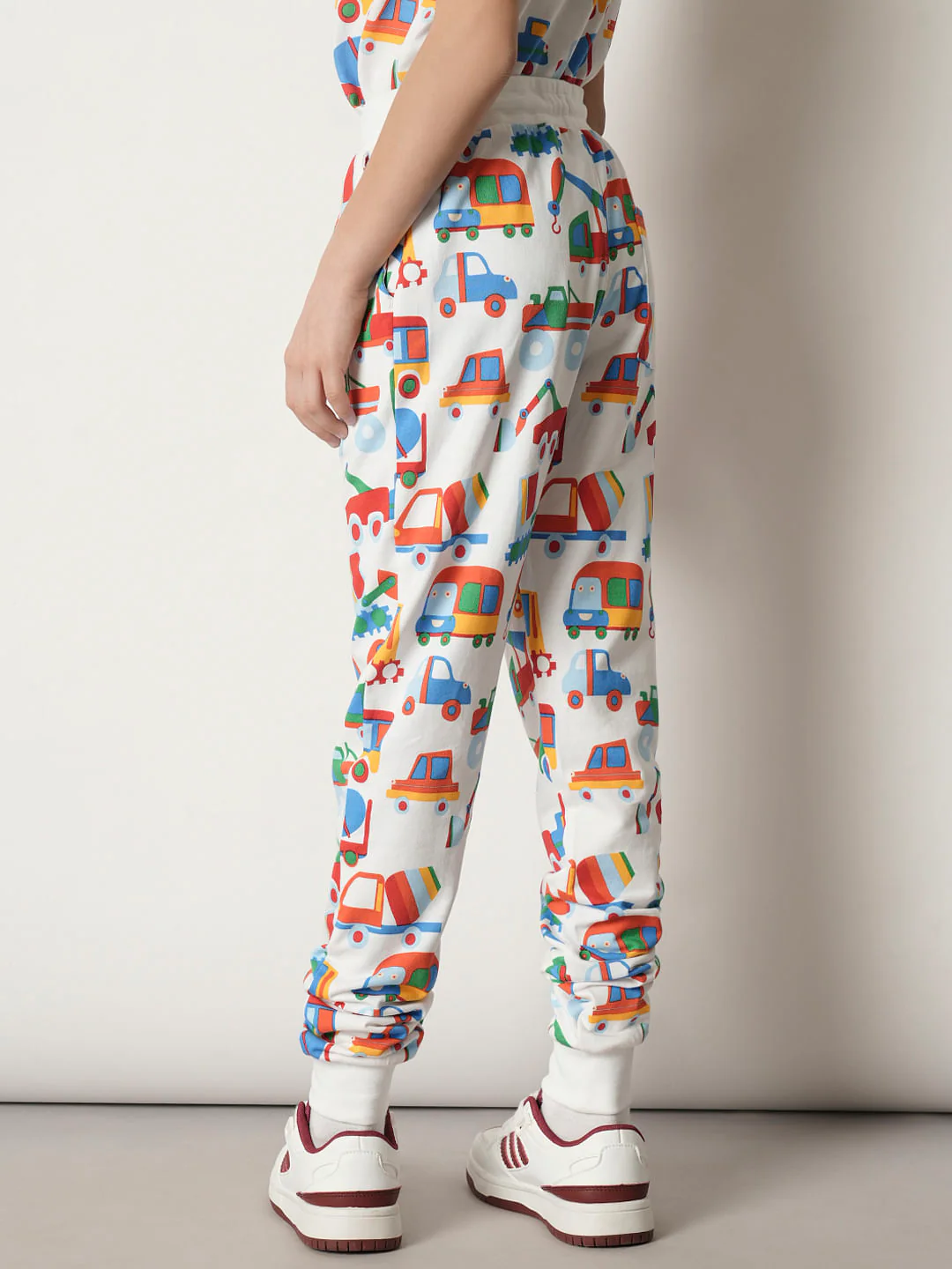 Boys White Car Print Co-ord Set Sweatpants - Image 4