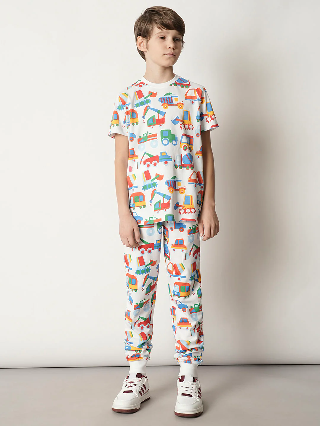 Boys White Car Print Co-ord Set Sweatpants - Image 5