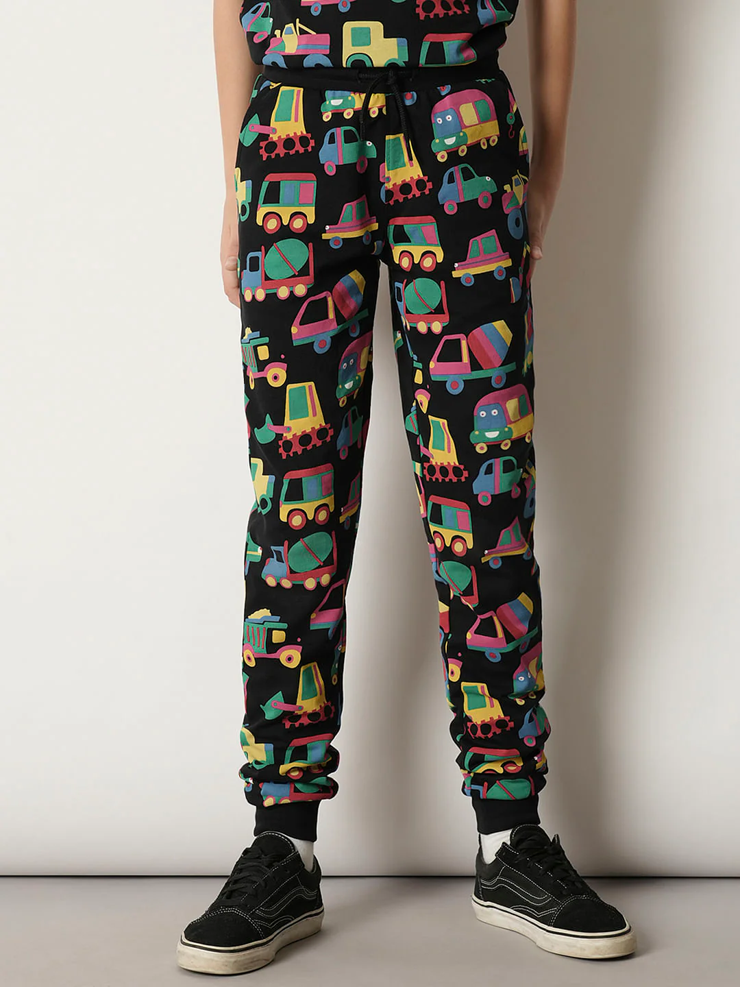 Boys Black Car Print Co-ord Set Sweatpants - Image 2