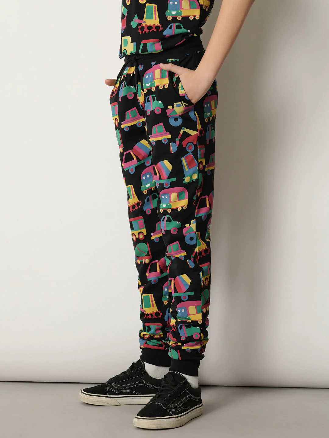 Boys Black Car Print Co-ord Set Sweatpants - Image 3