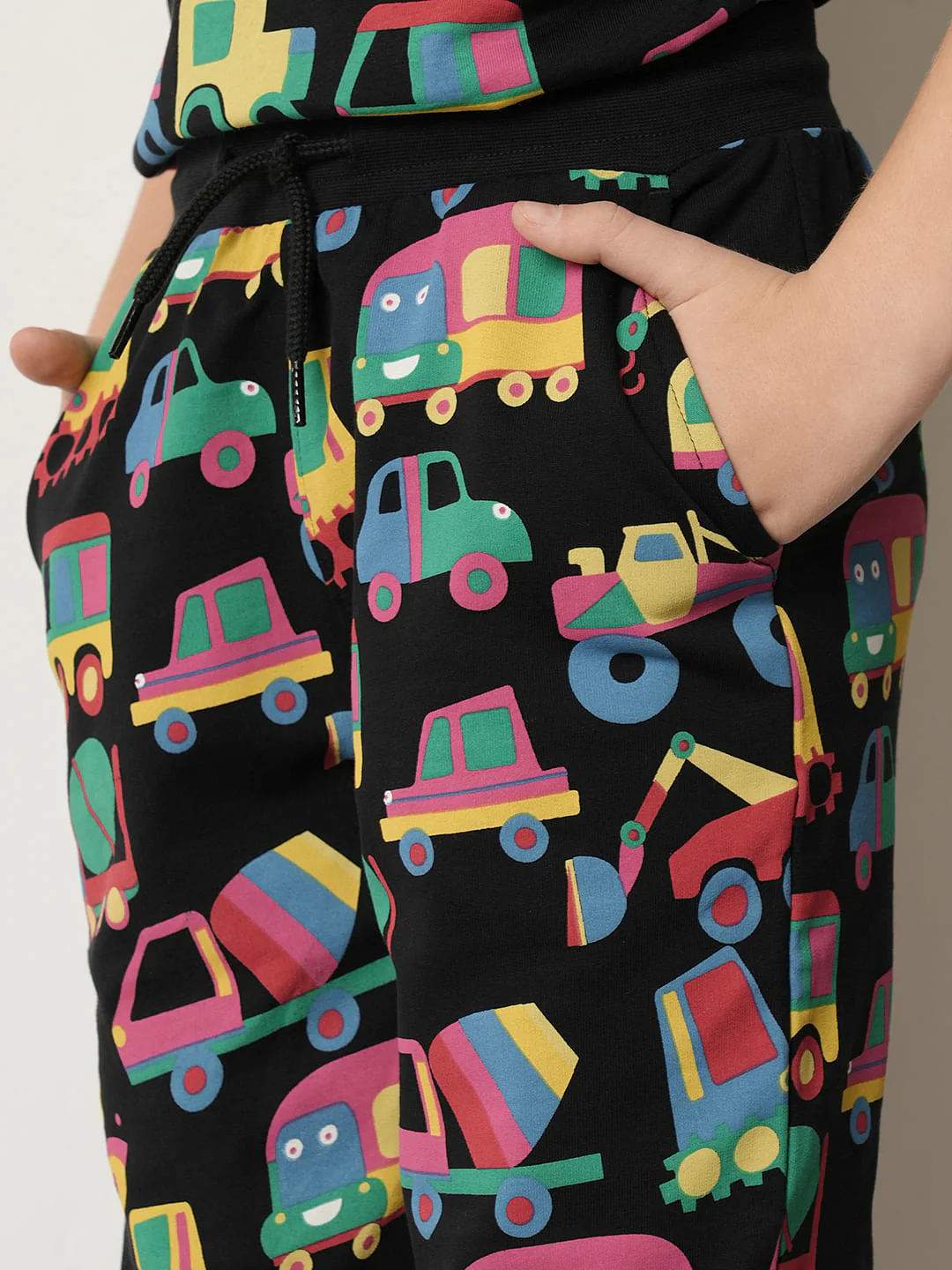 Boys Black Car Print Co-ord Set Sweatpants - Image 6