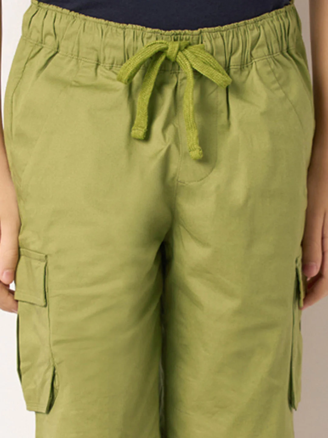 Boys Green Cotton Cargo Shorts - Image 6