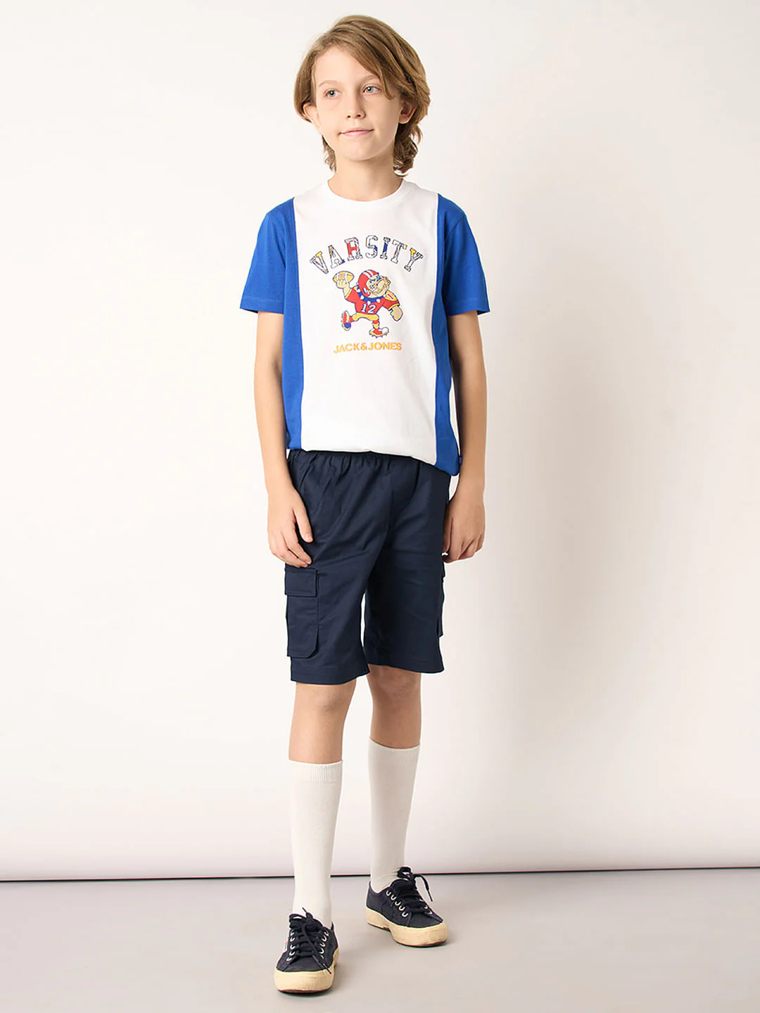 Boys Blue Cotton Cargo Shorts - Image 5