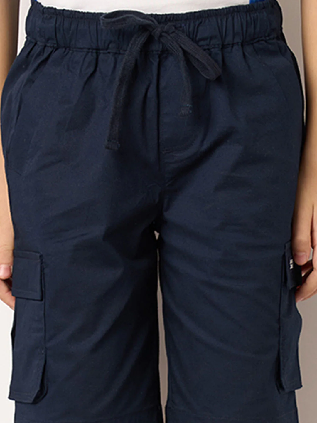 Boys Blue Cotton Cargo Shorts - Image 6