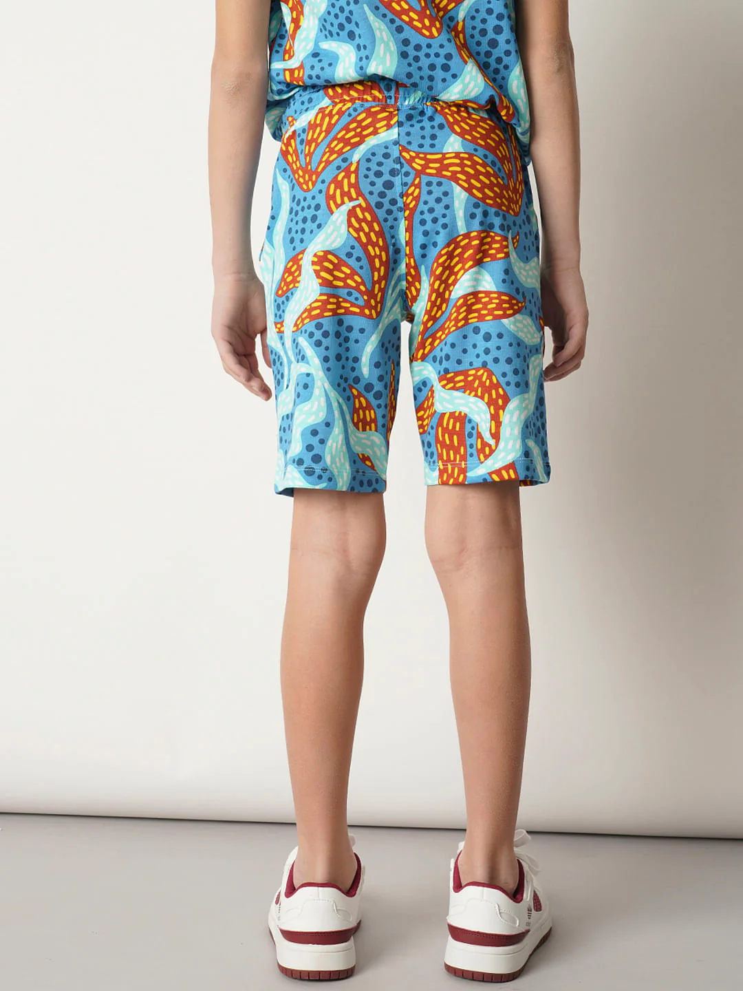 Boys Blue Coral Print Co-ord Set Shorts - Image 4