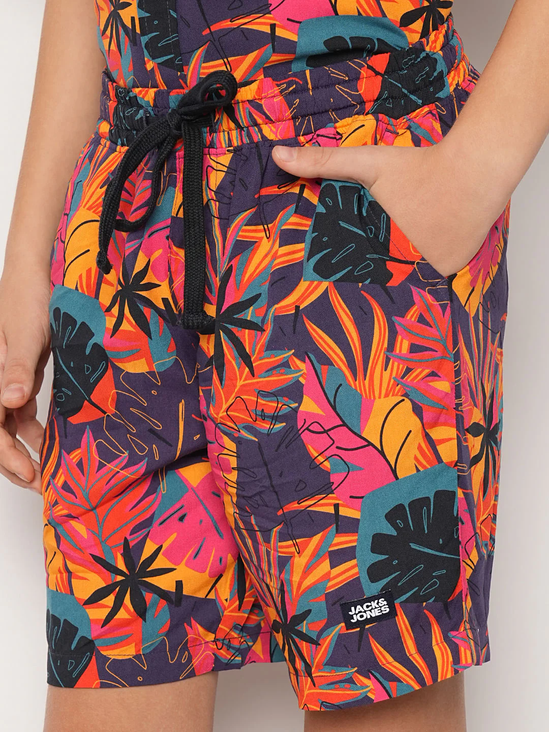 Boys Purple Tropical Print Co-ord Set Shorts - Image 6