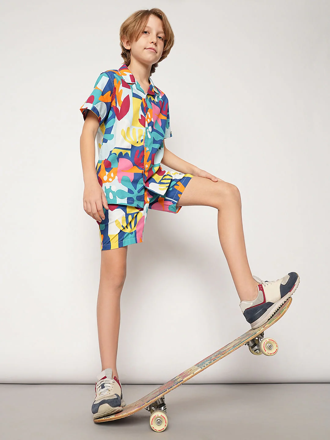 Boys Blue Printed Co-ord Set Shirt