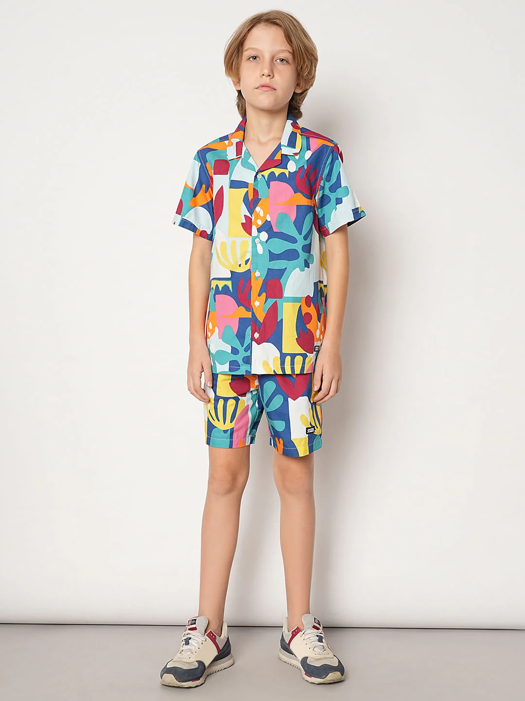 Boys Blue Printed Co-ord Set Shirt - Image 5