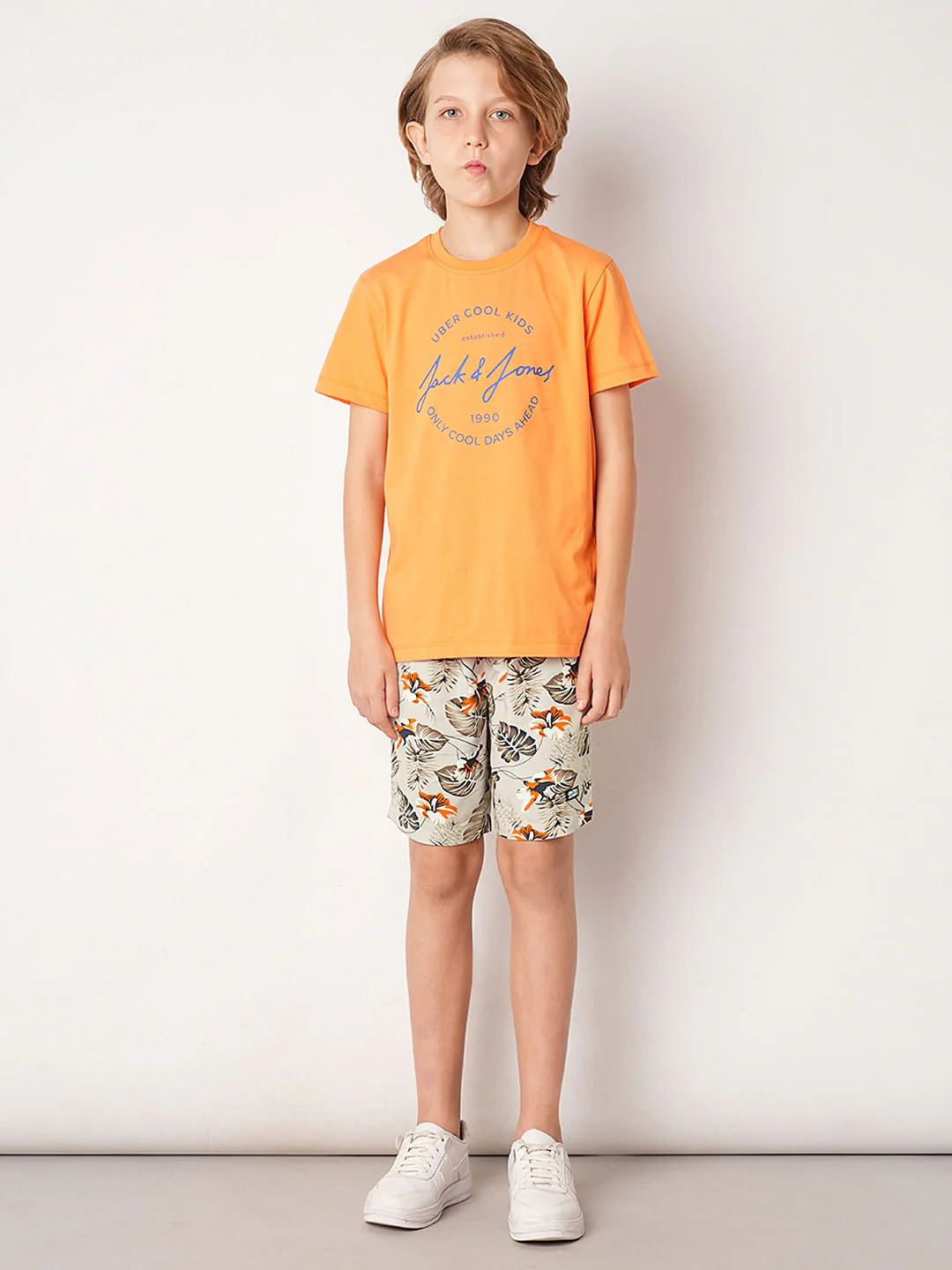 Beige Tropical Print Shorts - Image 5