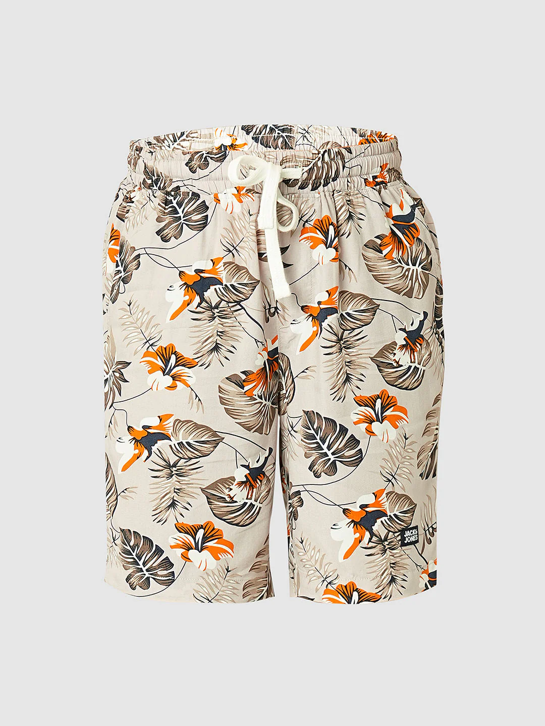 Beige Tropical Print Shorts - Image 7
