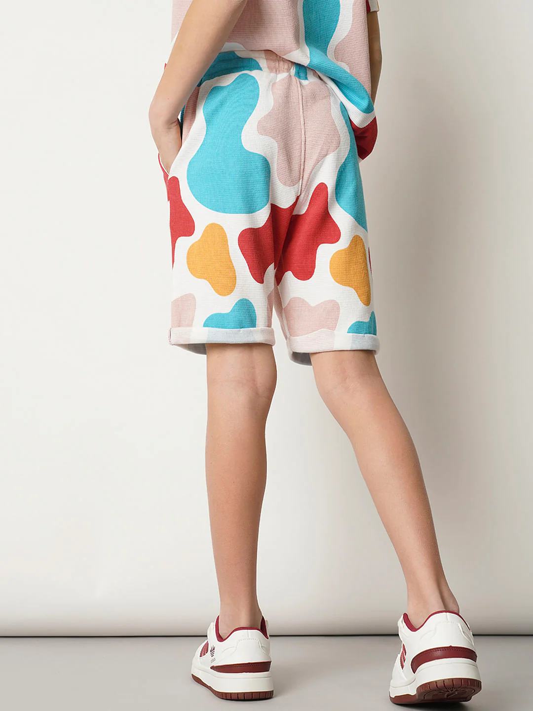 Boys White Colourblocked Co-ord Set Shorts - Image 4