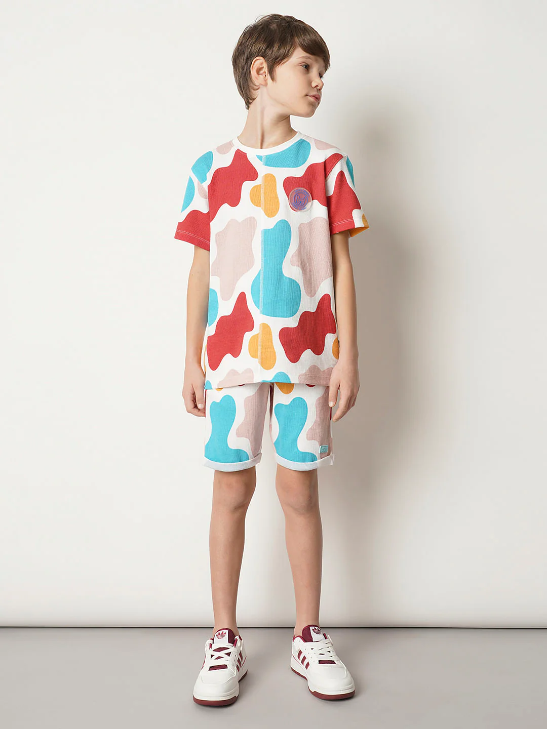Boys White Colourblocked Co-ord Set Shorts - Image 5