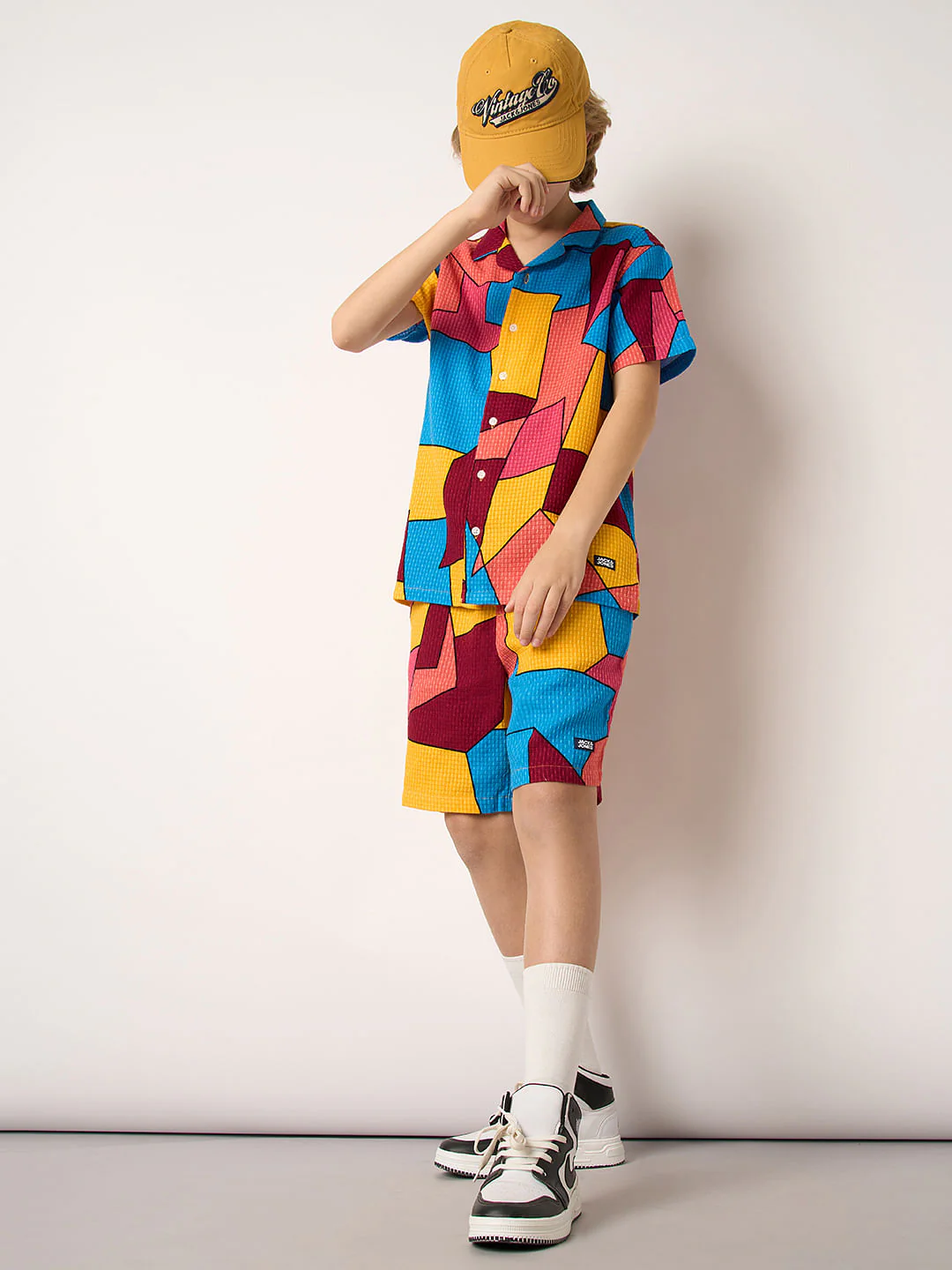 Boys Multi-Colour Abstract Print Co-ord Set Shorts