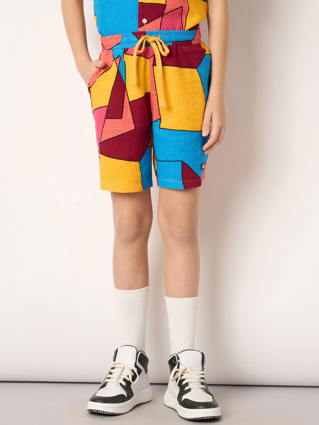 Boys Multi-Colour Abstract Print Co-ord Set Shorts - Image 2