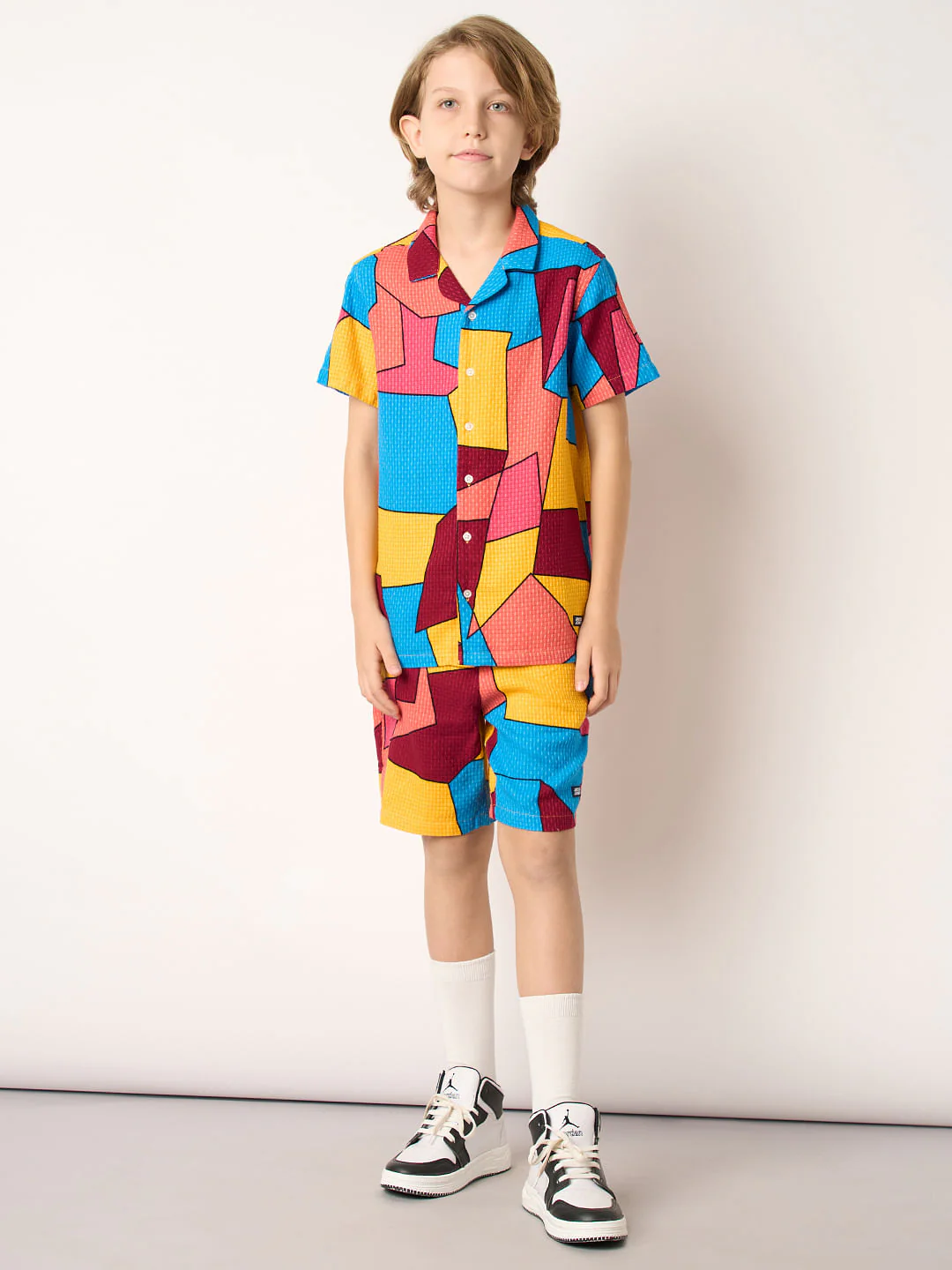 Boys Multi-Colour Abstract Print Co-ord Set Shorts - Image 5