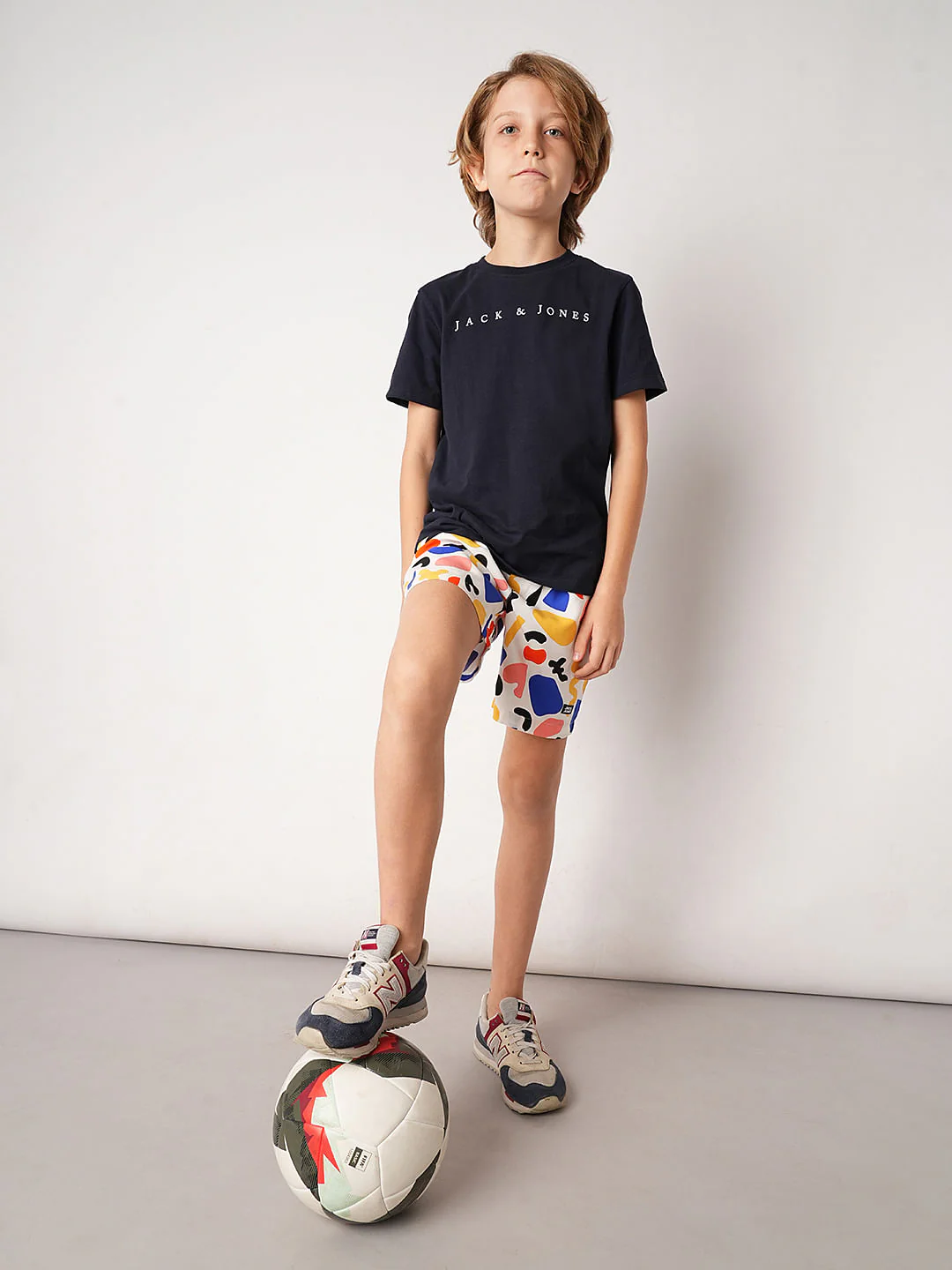 White Abstract Print Shorts