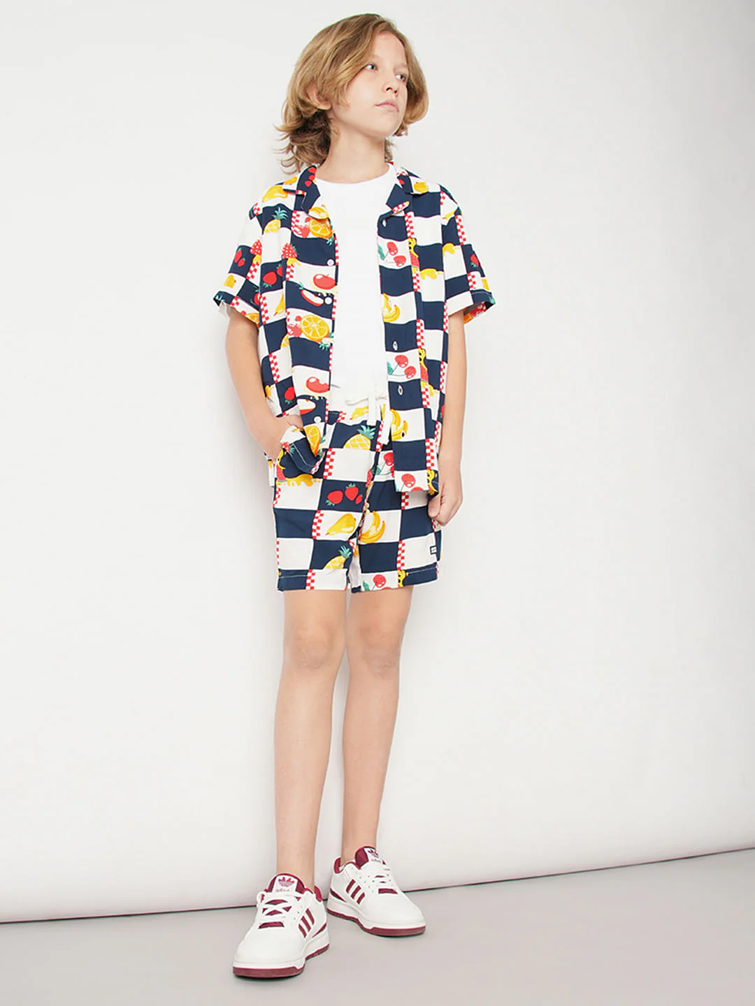 Boys Blue Check Co-ord Set Shorts