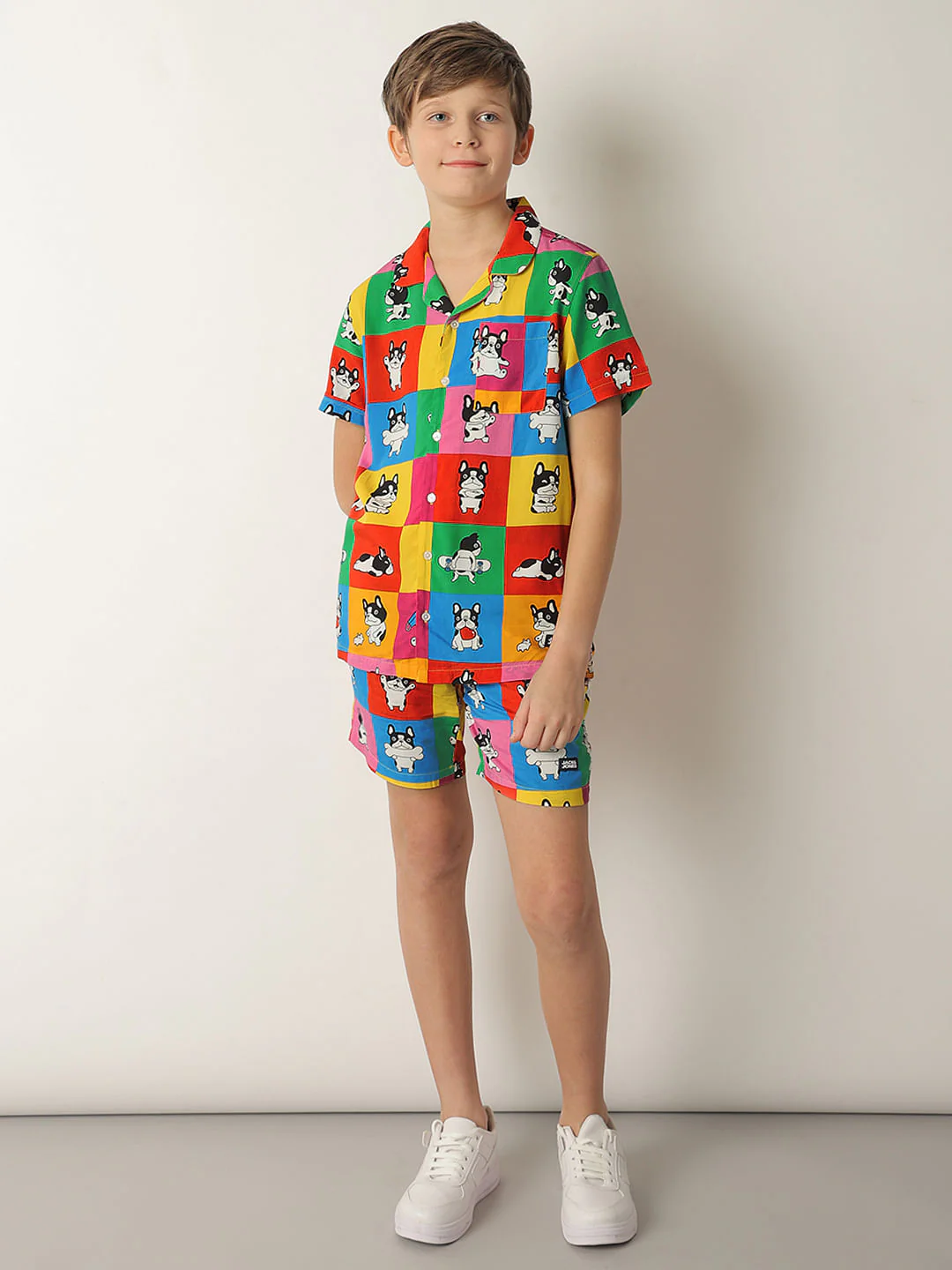 Boys Orange Colourblocked Co-ord Set Shorts - Image 5
