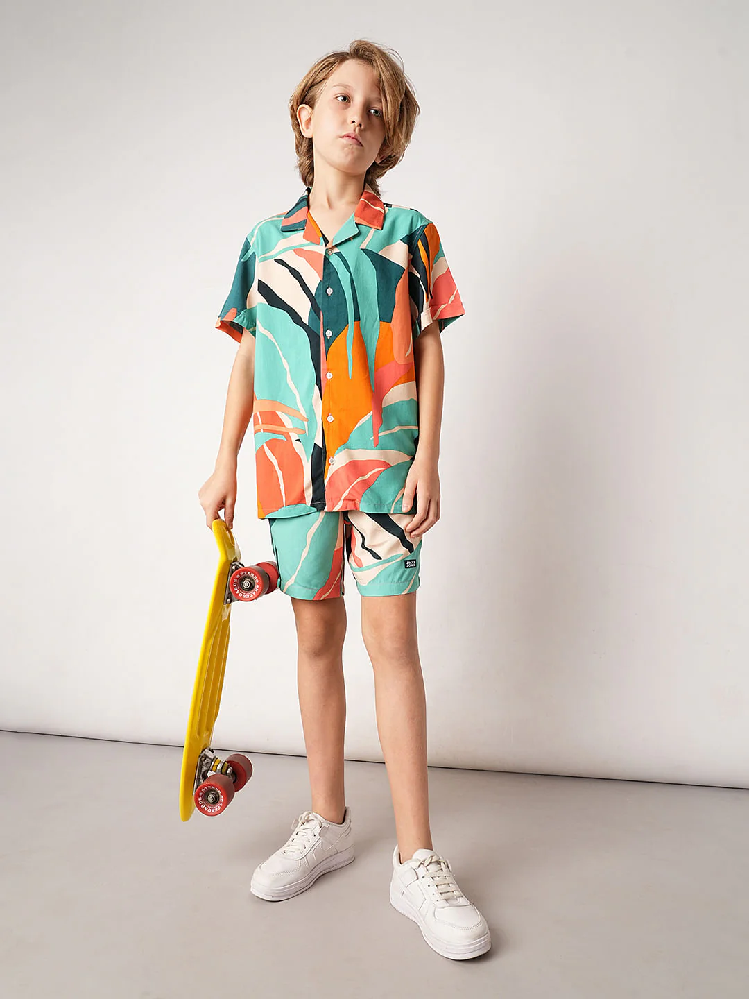 Green Tropical Print Co-ord Set Shorts