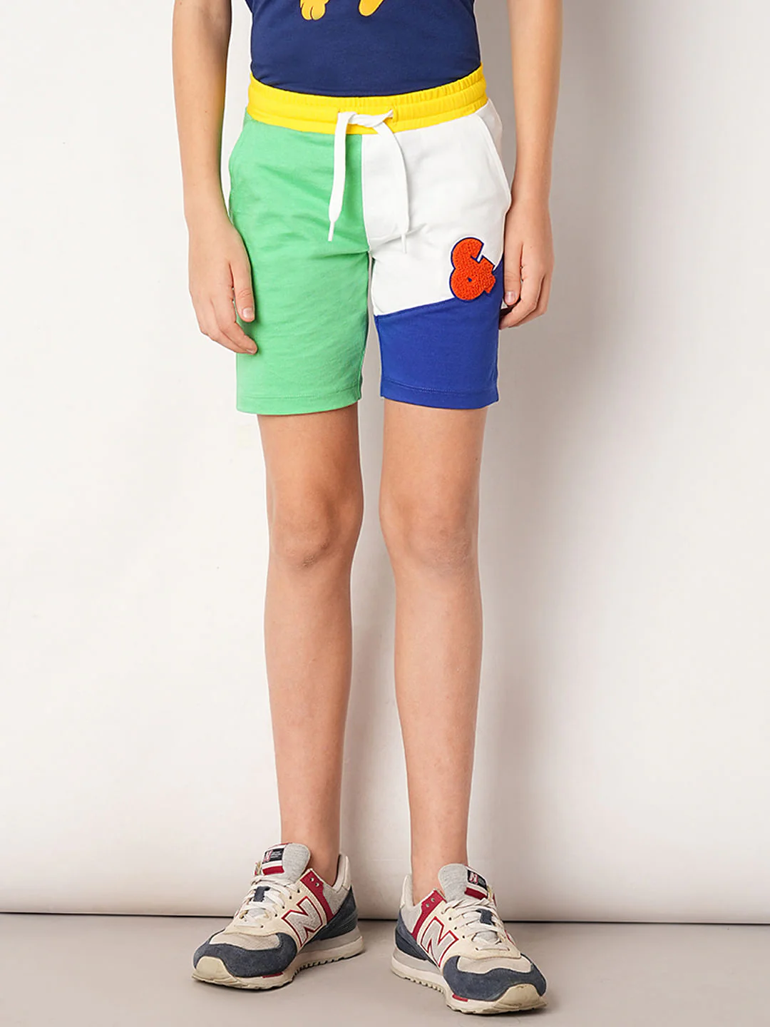 Blue Colourblocked Co-ord Set Shorts - Image 2