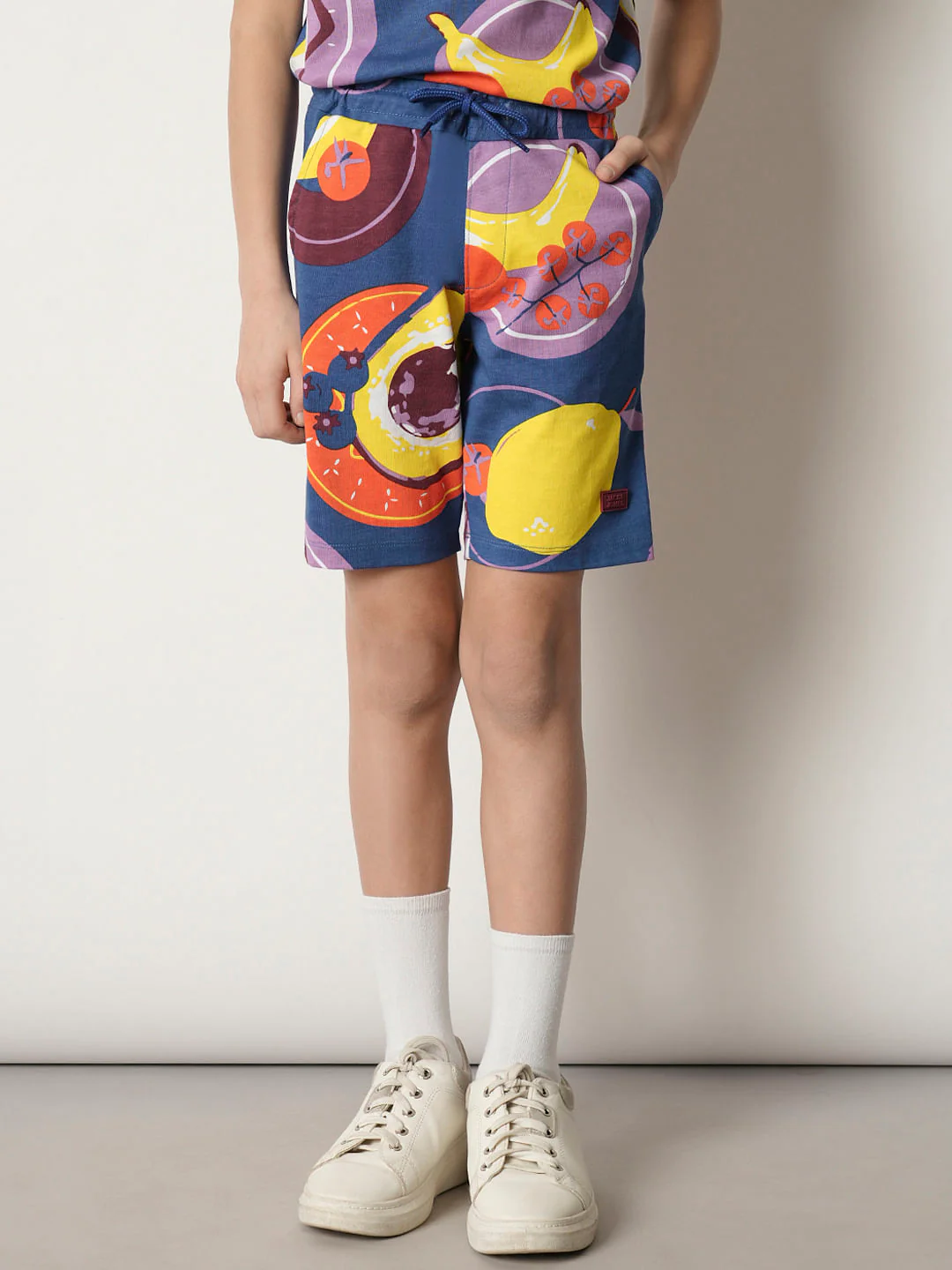 Boys Blue Fruit Print Co-ord Set Shorts - Image 2