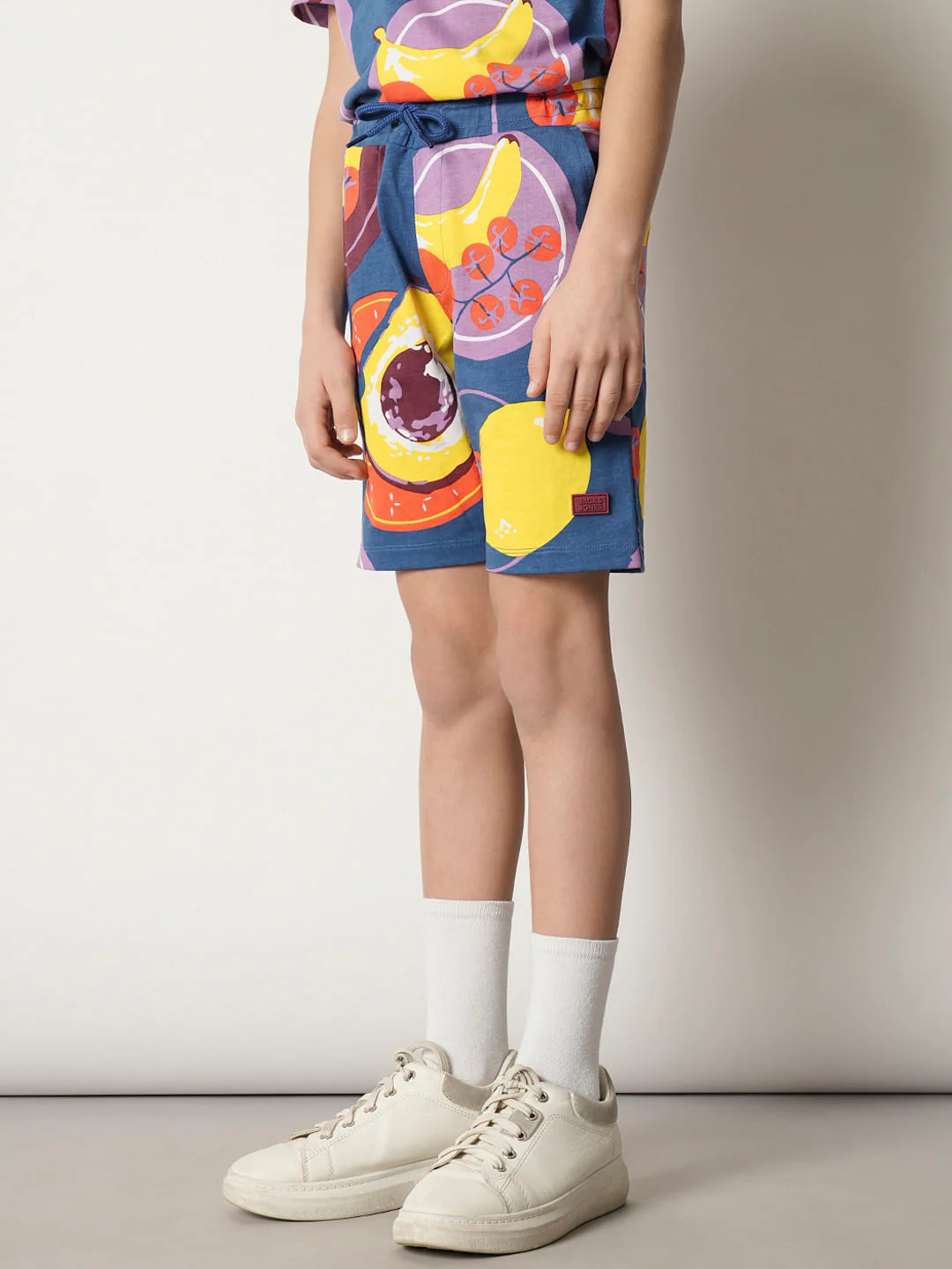 Boys Blue Fruit Print Co-ord Set Shorts - Image 3