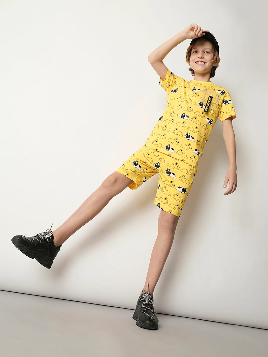 Boys Yellow Sleepy Dog Co-ord Set Shorts