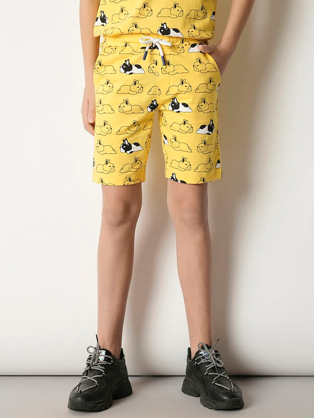 Boys Yellow Sleepy Dog Co-ord Set Shorts - Image 2