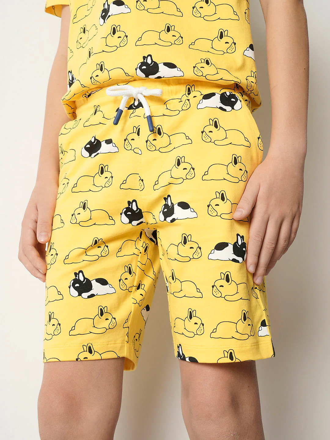 Boys Yellow Sleepy Dog Co-ord Set Shorts - Image 6