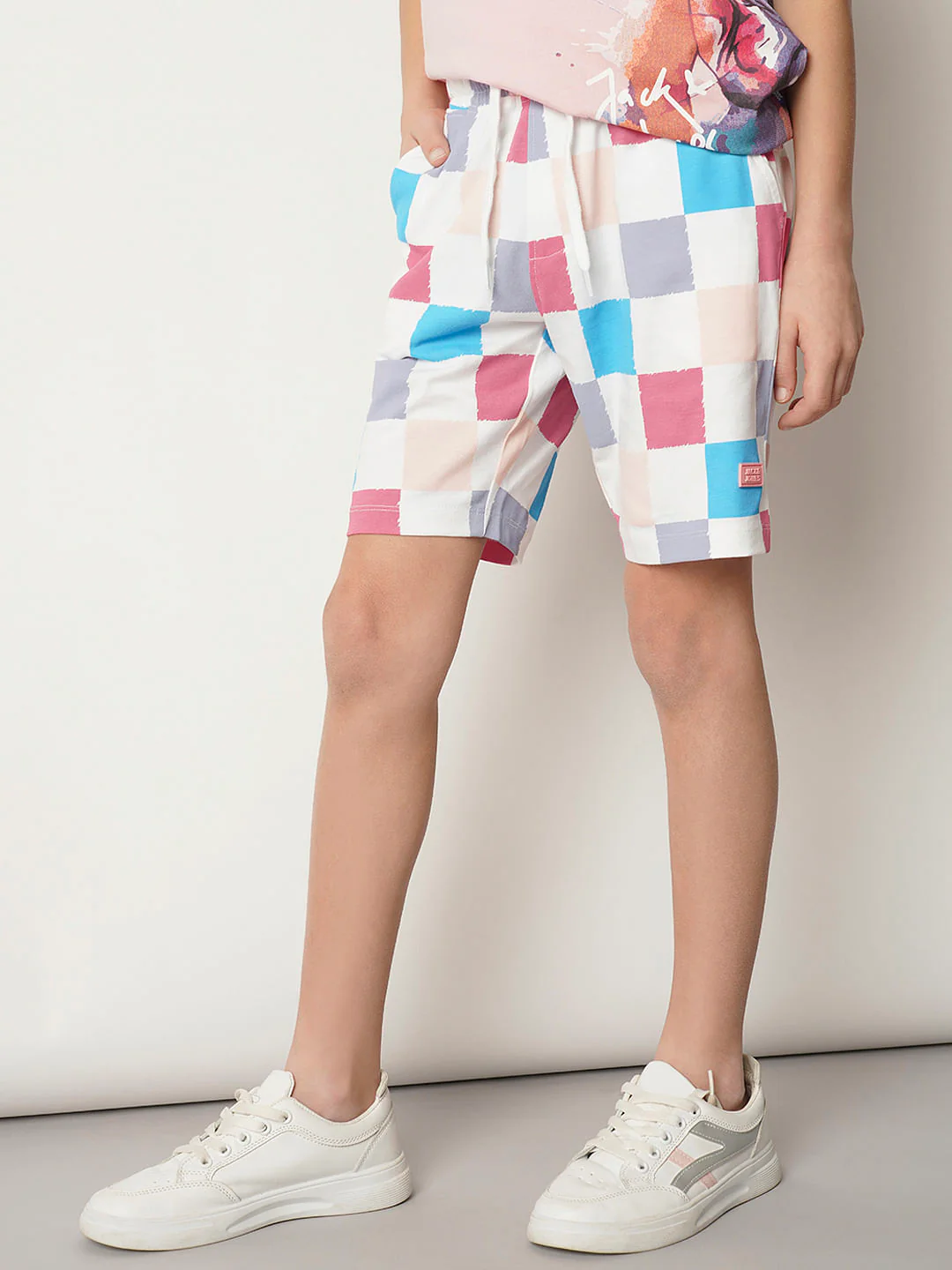 Boys Pink Colourblocked Co-ord Set Shorts - Image 3
