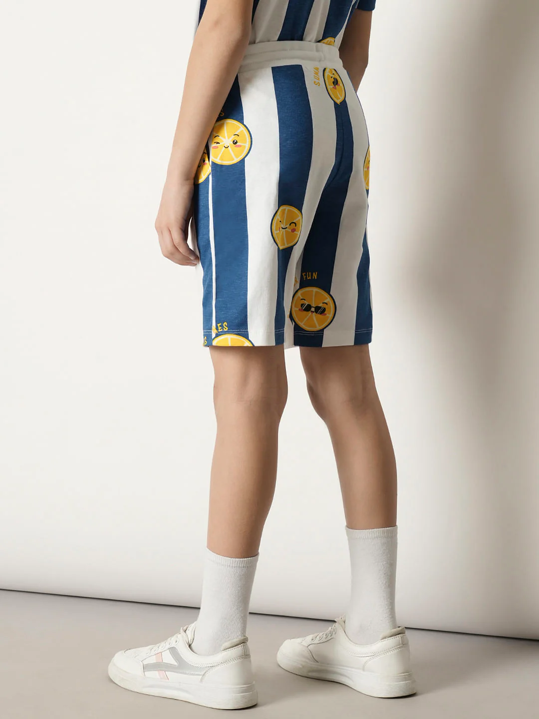 Boys Blue Smiley Print Co-ord Set Shorts - Image 4