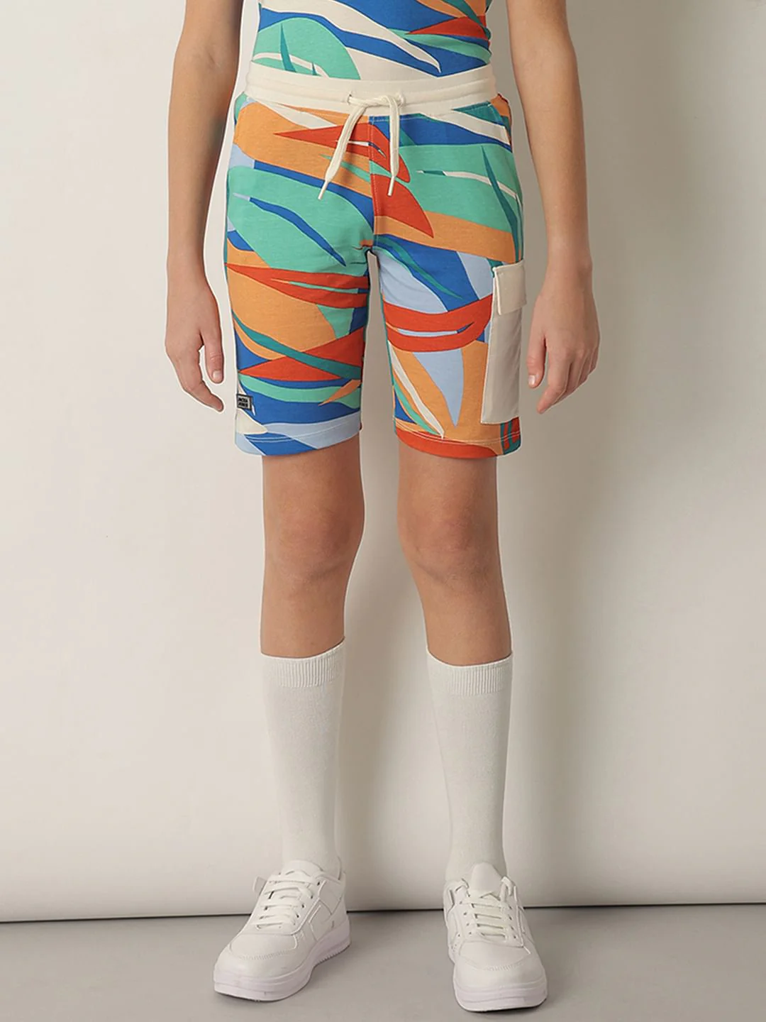 Boys Blue Tropical Print Co-ord Set Shorts - Image 2