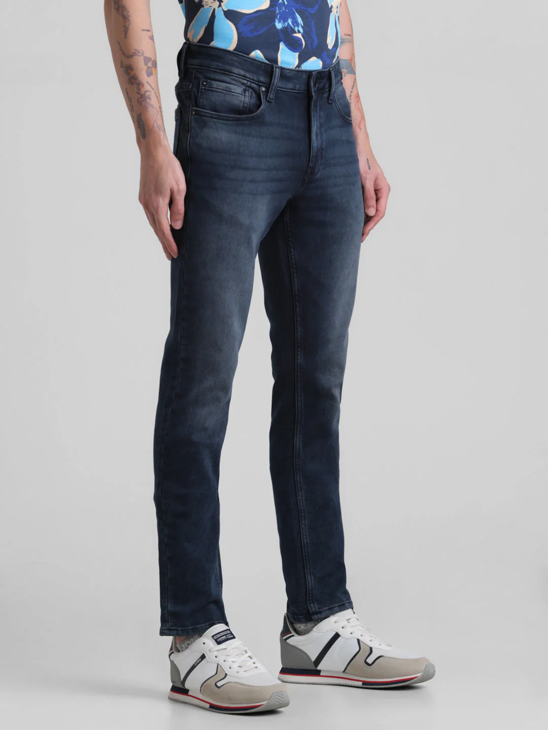 Dark Blue 5 Pocket Knitted Skinny Jeans - Image 2