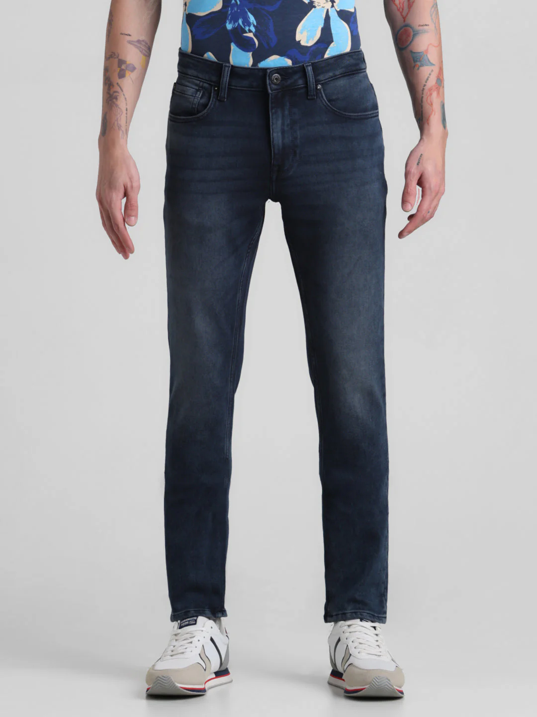 Dark Blue 5 Pocket Knitted Skinny Jeans - Image 7