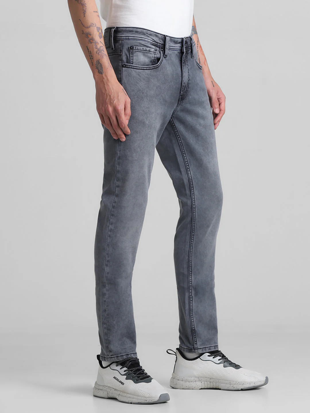 Grey 5 Pocket Knit Skinny Jeans - Image 2