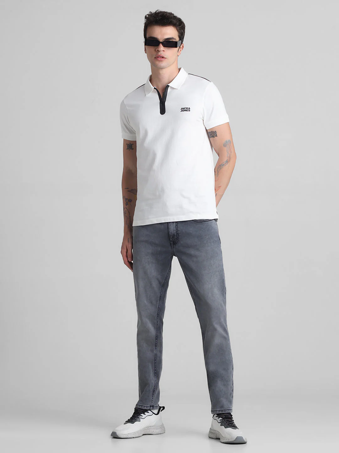 Grey 5 Pocket Knit Skinny Jeans - Image 6