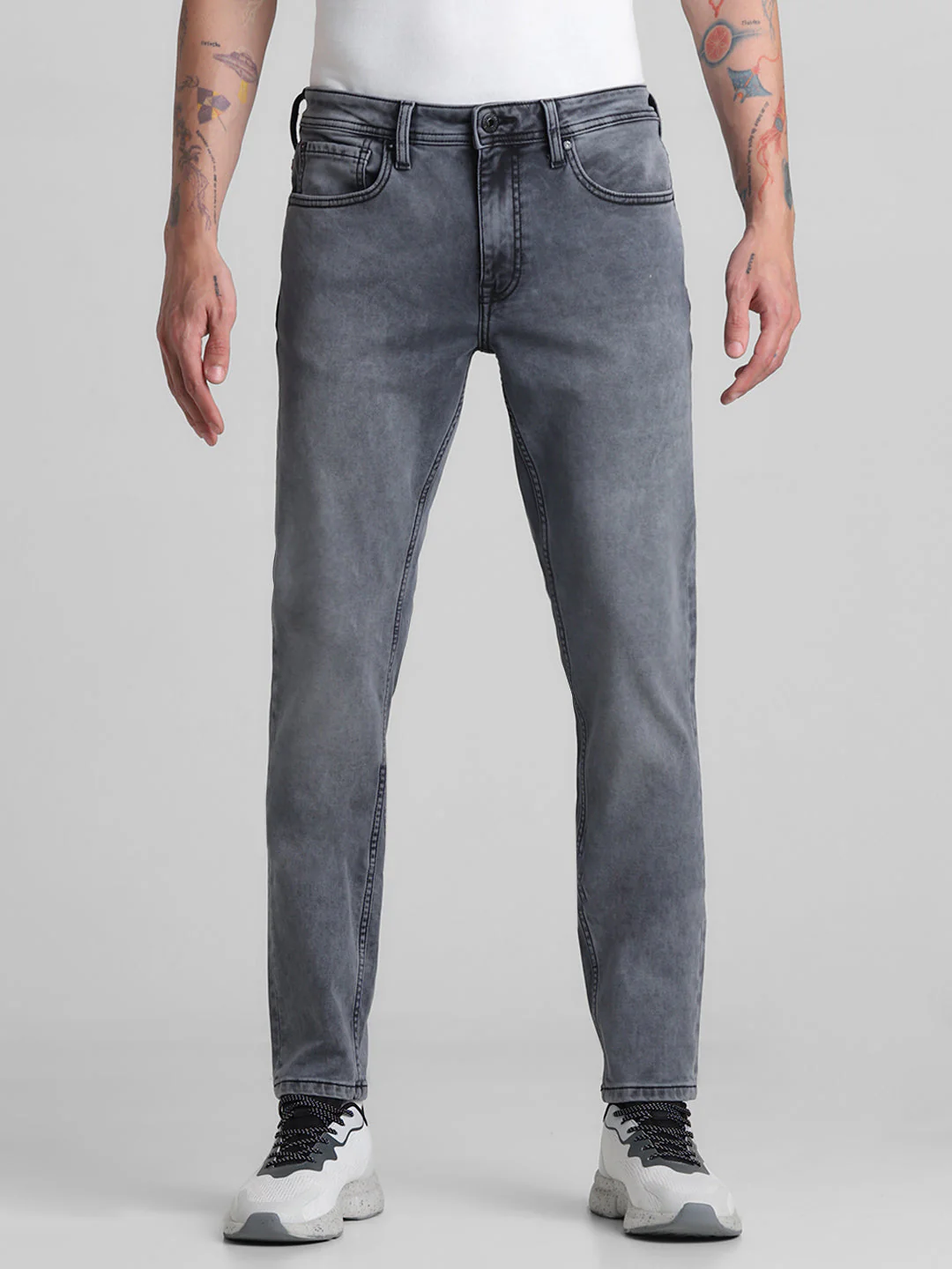 Grey 5 Pocket Knit Skinny Jeans - Image 8
